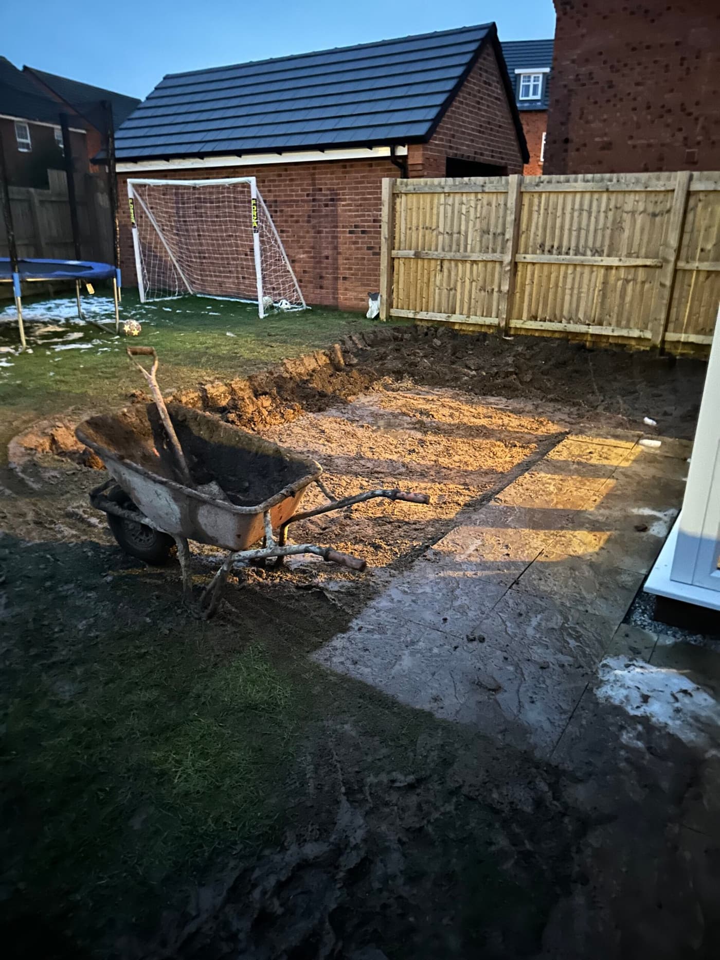 Ground preparation and drainage work on the Ashcroft Drive, Chelford new-build garden
