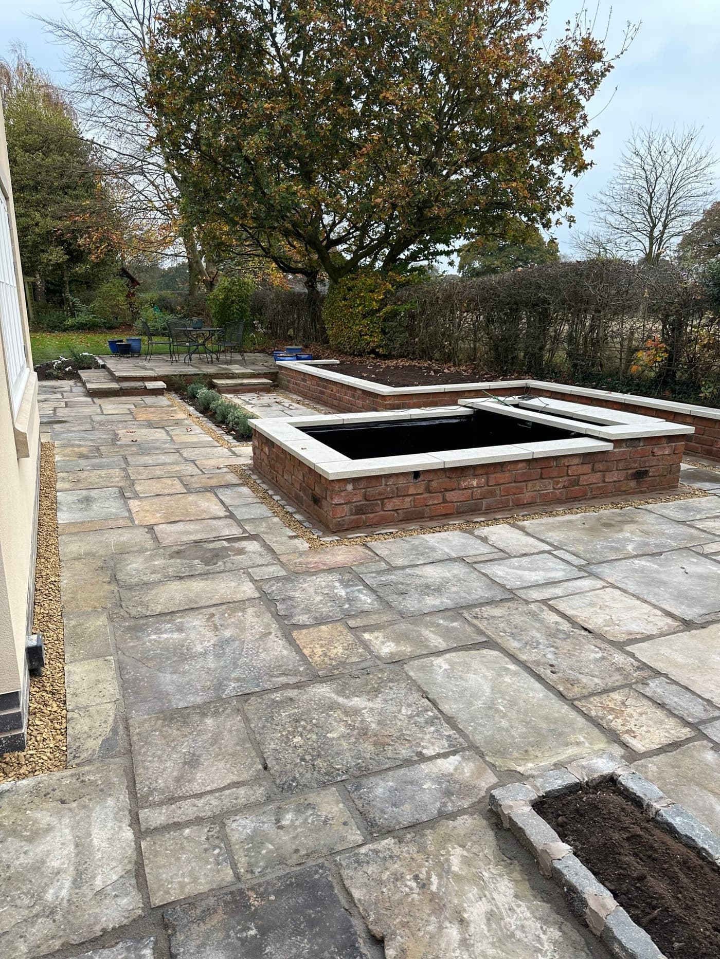 Flower bed planting bordering the new patio on Goughs Lane, Knutsford