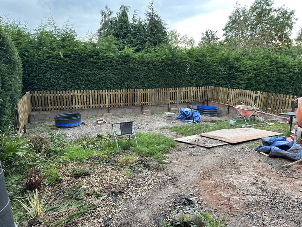 Renewed Indian stone patio on the Somerset Close hillside garden project