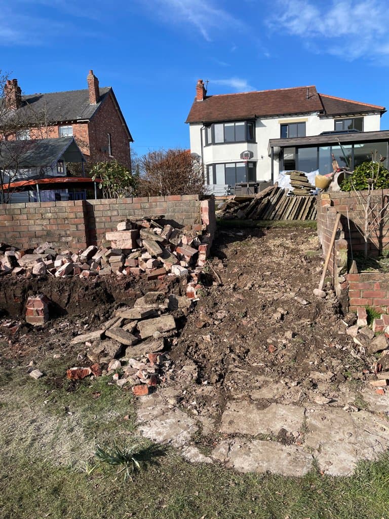 Excavation and foundation work for the retaining wall on the Knutsford Road, Wilmslow project