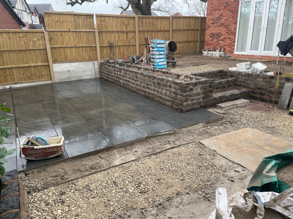 Bare ground and early groundworks at the start of the Gorsty Way, Congleton garden build